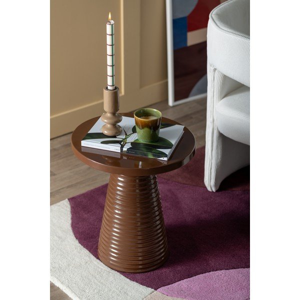 Kovový kulatý odkládací stolek ø 40 cm Catania Ribbed – Leitmotiv-image-1