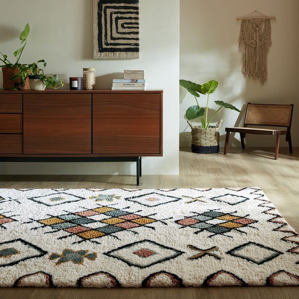 Krémový ručně tkaný vlněný koberec 120x170 cm Moroccan Midar – Flair Rugs-image-1