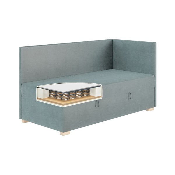 Modrá rohová dětská postel s úložným prostorem s matrací 90x200 cm Flexi – Ghado-image-4