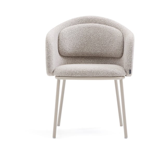 Šedobéžové čalouněné jídelní křeslo s područkami Minda – Kave Home-image-4