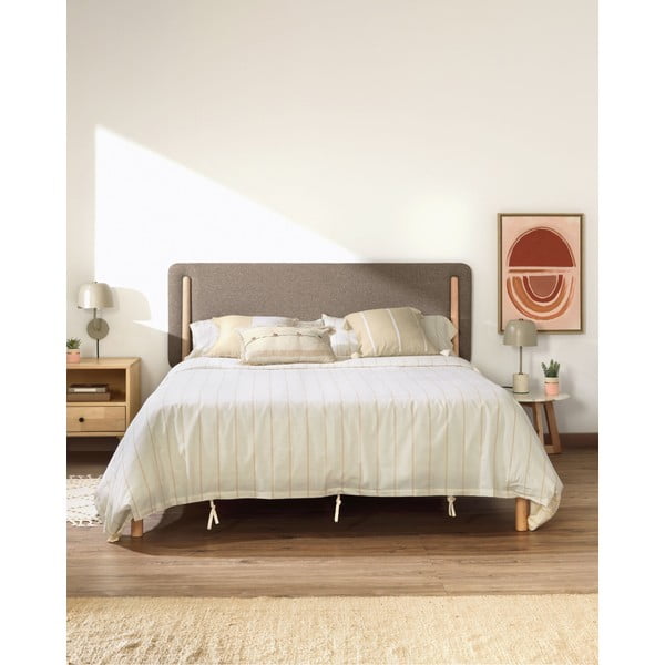 Dvoulůžková postel z kaučukového dřeva s roštem v šedo-přírodní barvě 160x200 cm Shayndel – Kave Home-image-1