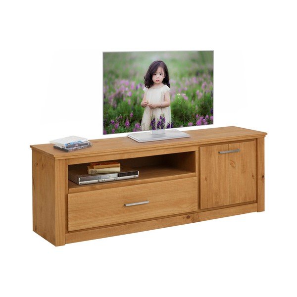 TV stolek z borovicového dřeva v přírodní barvě 160x55 cm Celia - Støraa-image-4