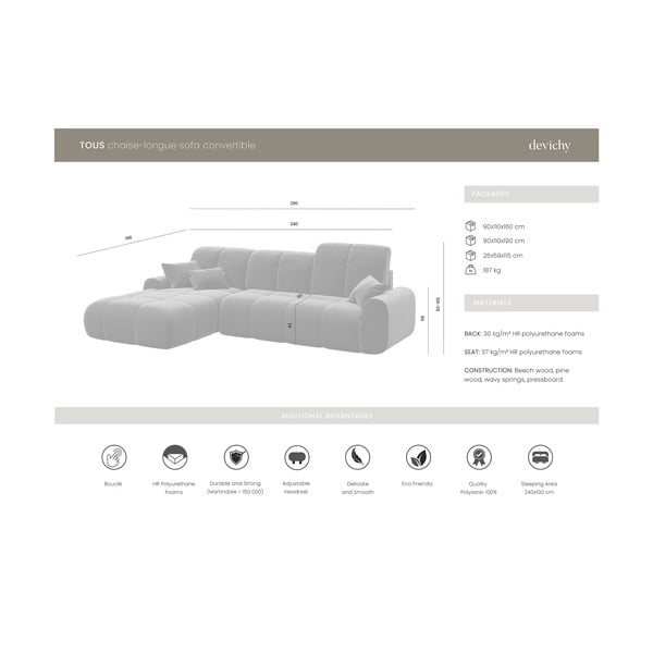 Růžová rozkládací rohová pohovka Devichy Tous, levý roh-image-4