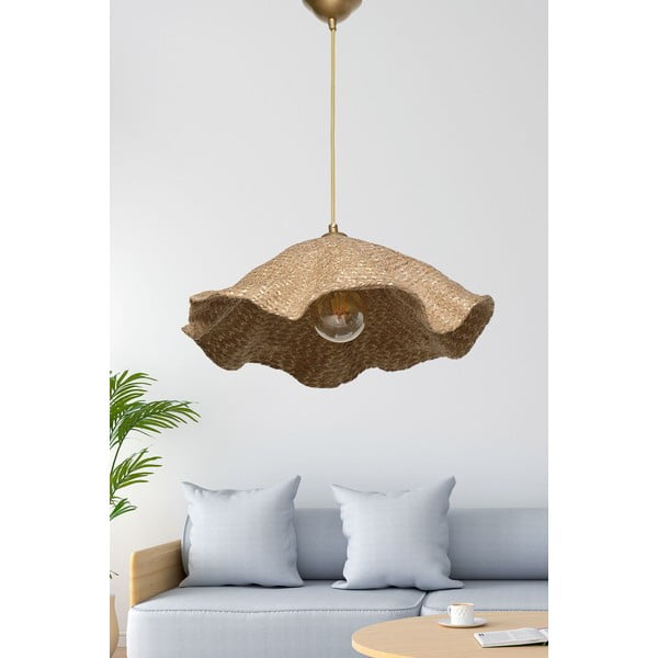 Světle hnědé závěsné svítidlo s textilním stínidlem ø 44 cm – Opviq lights