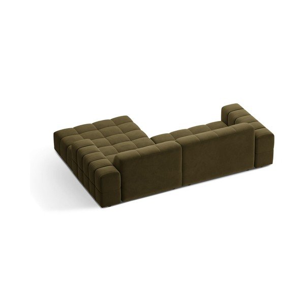 Khaki sametová rohová pohovka (pravý roh/s lenoškou) Chicago – Cosmopolitan Design-image-2