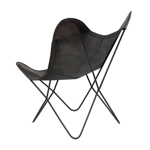 Černé kožené butterfly křeslo sømcasa Farfalla-image-4