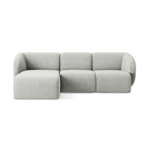 Světle šedá žinylková rohová pohovka (levý roh/s lenoškou) Lani – Makamii