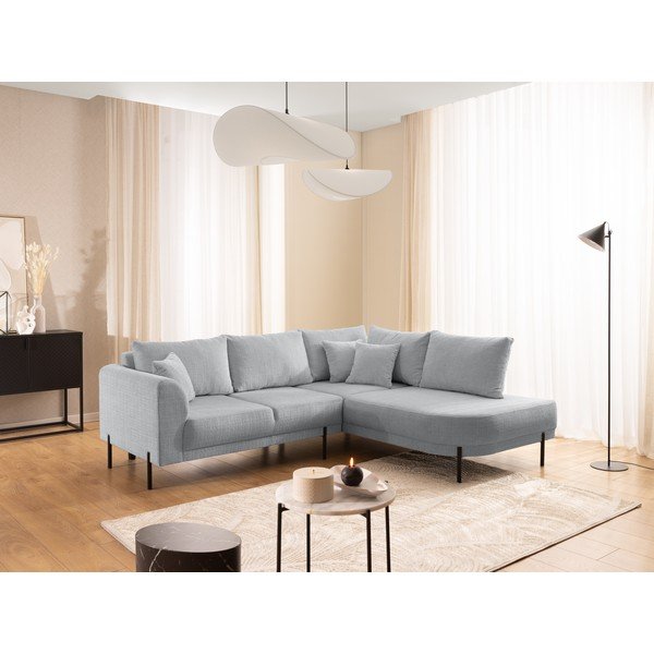 Světle šedá žinylková rohová pohovka (pravý roh/do L) Mauris  – Ropez-image-1