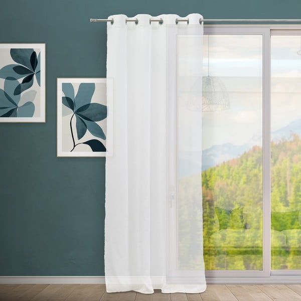 Bílá záclona s příměsí lnu 140x260 cm Fifties – Casa Selección-image-1
