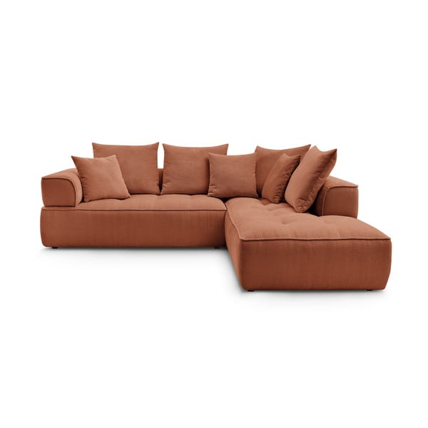 Žinylková rohová pohovka v terakotové barvě (pravý roh/do L) Whesley – Bobochic Paris