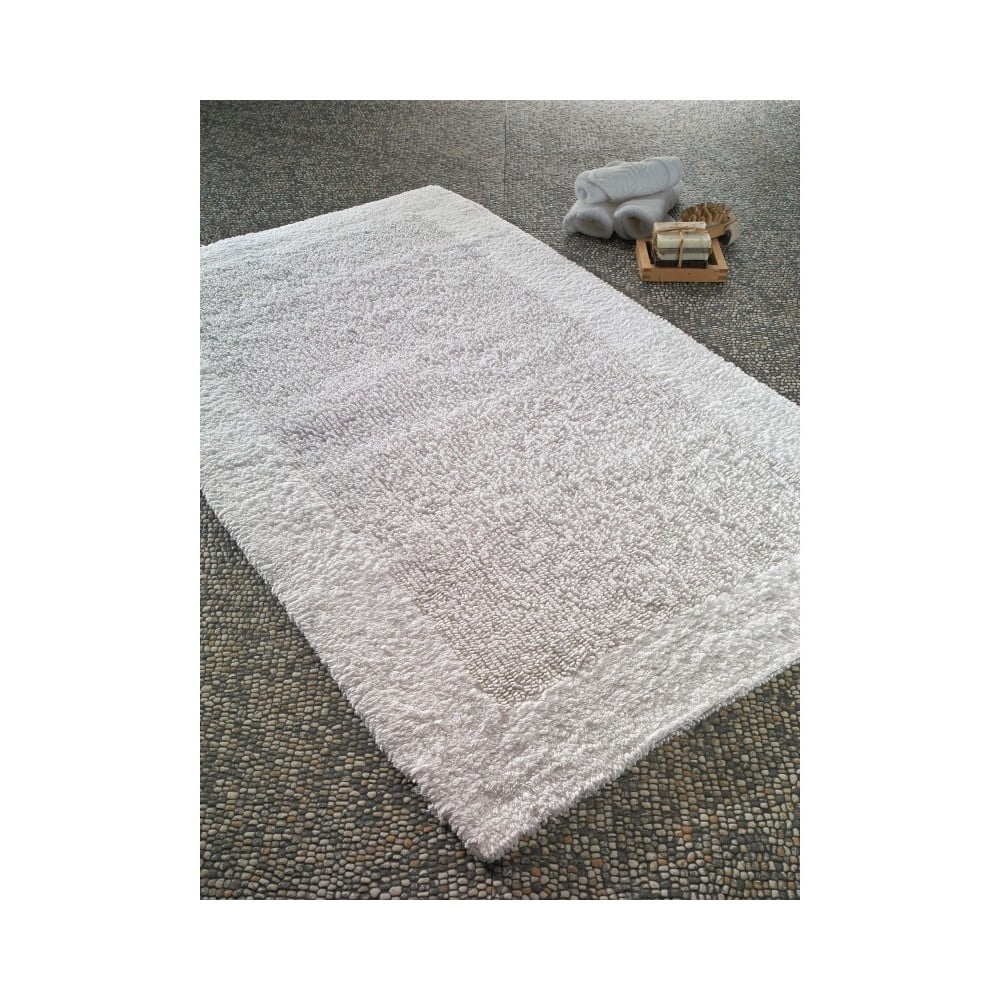 Bílá bavlněná předložka do koupelny Confetti Natura Heavy, 70 x 120 cm