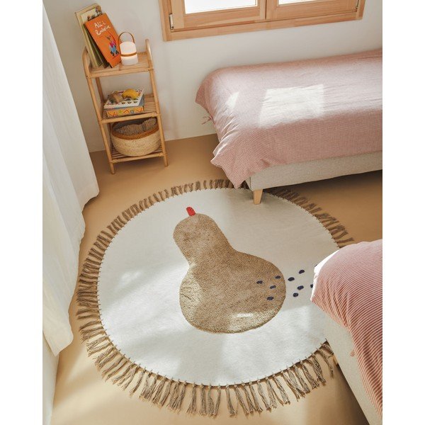 Slonovinový bavlněný dětský koberec ø120 cm Tamya – Kave Home-image-1