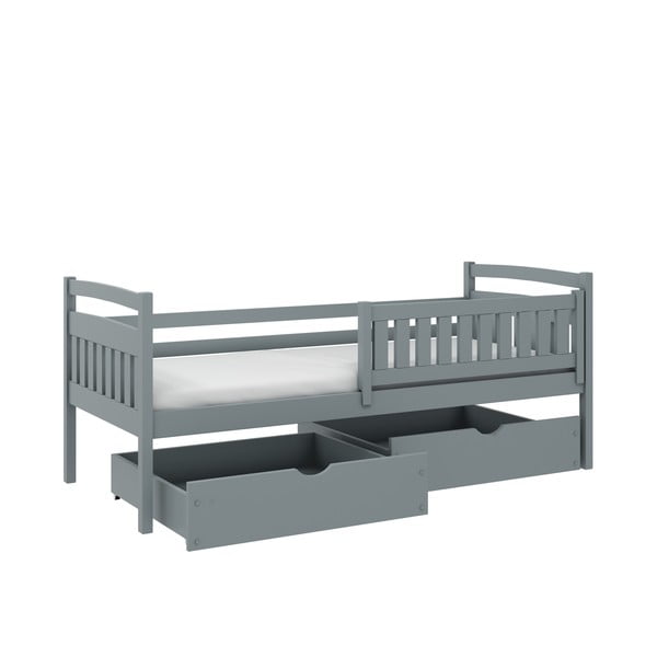 Šedá dětská postel z borovicového dřeva s úložným prostorem 80x160 cm Terry - Lano Meble