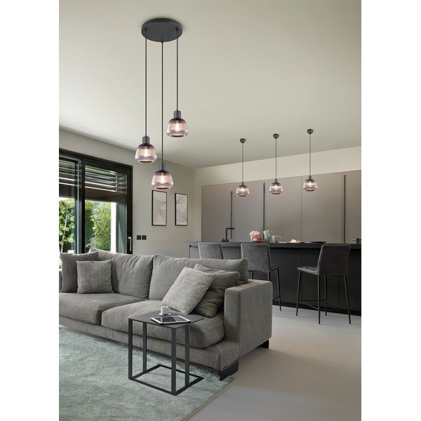 Černé závěsné svítidlo se skleněným stínidlem ø 37 cm Tarifa – Trio-image-1