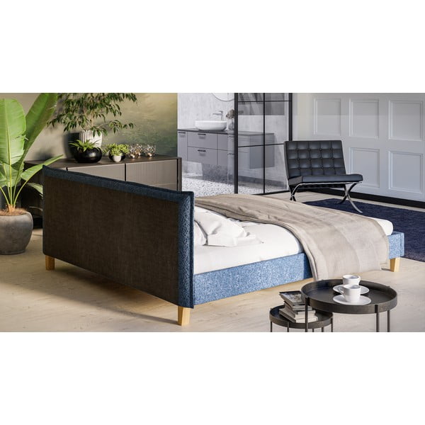 Modrá čalouněná dvoulůžková postel s roštem 180x200 cm Tina – Ropez-image-3