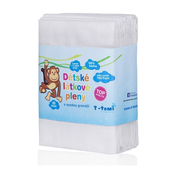 Sada 10 bavlněných plen T-TOMI Tetra, 70 x 70 cm-image-1