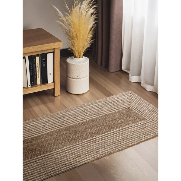 Oboustranný/ručně tkaný jutový běhoun ve světle přírodní barvě/v tmavě přírodní barvě 80x300 cm Juno – Hanse Home-image-1