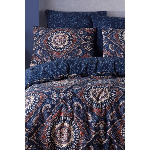 Tmavě modré prodloužené povlečení na dvoulůžko 200x220 cm – Mila Home-image-1