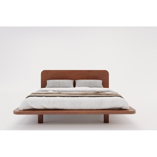Hnědá dvoulůžková postel z bukového dřeva 200x200 cm Japandic – Skandica-image-3