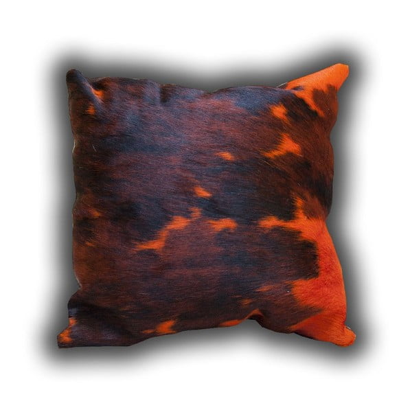 Polštář z pravé kůže Orange Cow, 45x45 cm