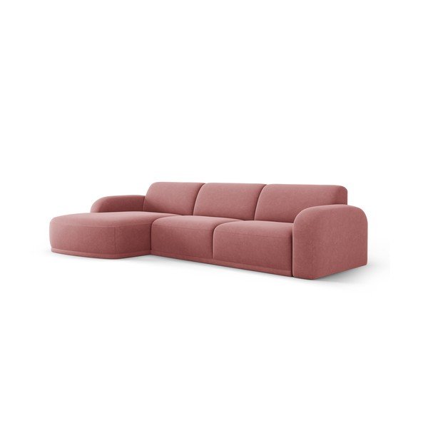 Světle růžová sametová rohová pohovka Erin – Micadoni Home-image-2