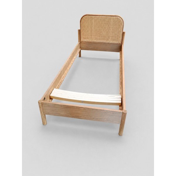 Jednolůžková postel z MDF z dubového dřeva s roštem 90x200 cm v přírodní barvě Olive Rotan - II. jakost – Vipack-image-1