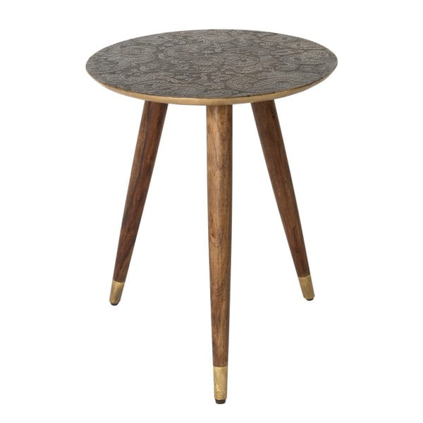 Mosazný odkládací stolek Dutchbone Bast, ⌀ 40 cm