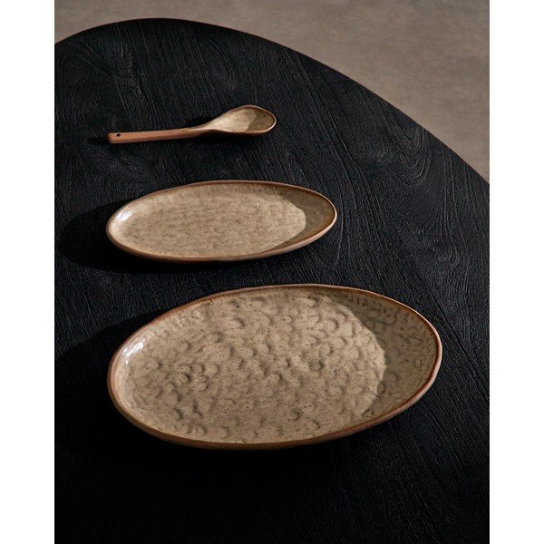 Béžové servírovací keramické talíře v sadě 3 ks Zunel – Kave Home-image-3
