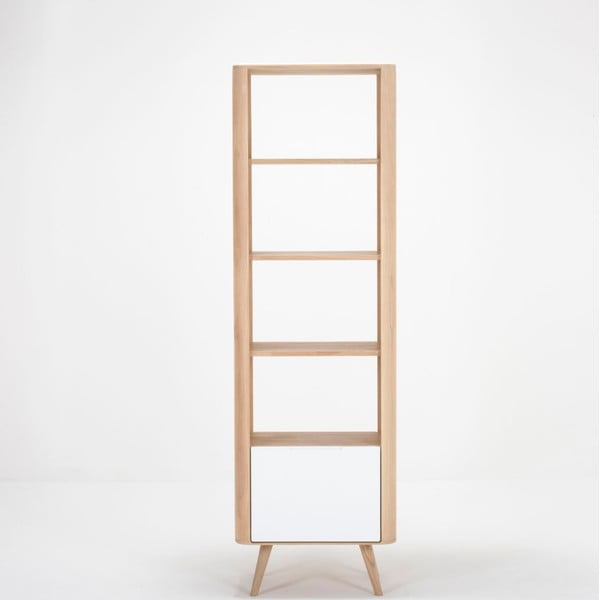 Bílá knihovna z dubového dřeva 60x196 cm Ena - Gazzda-image-2