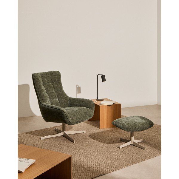 Zelená žinylková podnožka Teryl – Kave Home-image-1