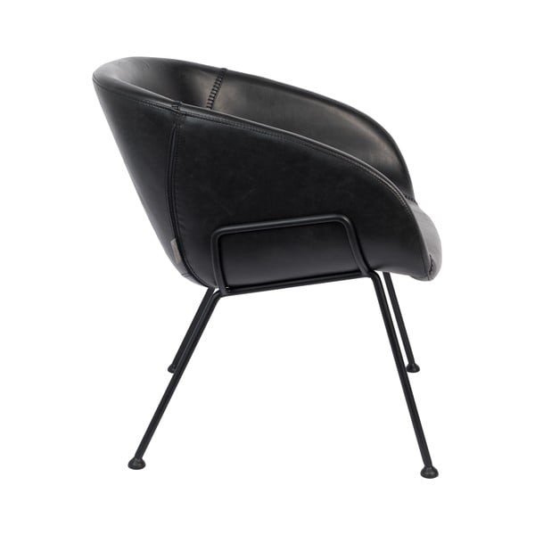 Černé křeslo z imitace kůže Zuiver Feston-image-3