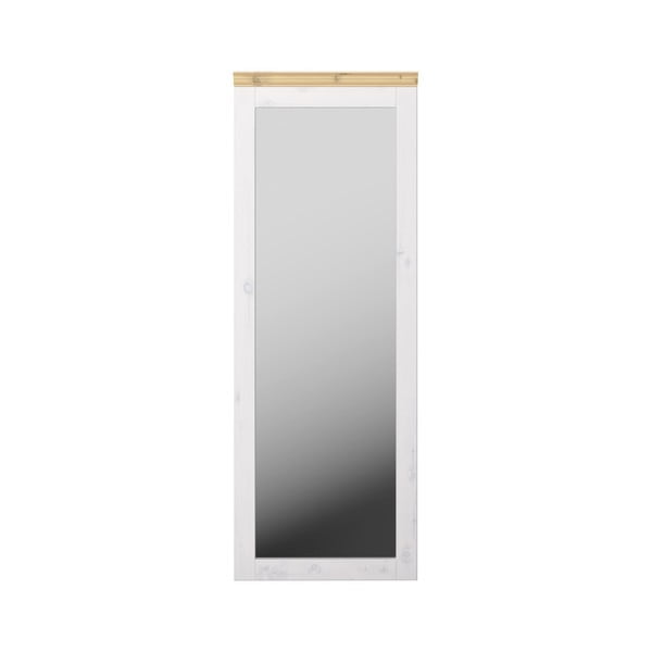Mléčně bíle lakované nástěnné zrcadlo z borovicového dřeva Steens Monaco, 52 x 144 cm