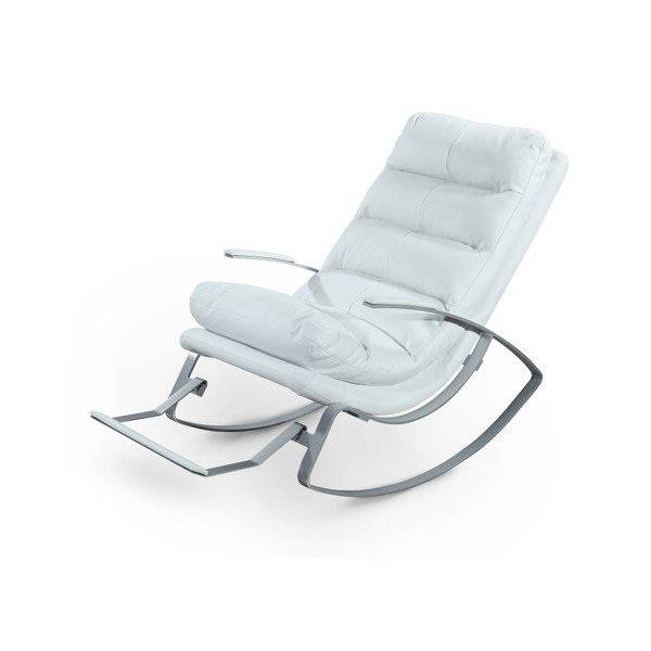 Bílé koženkové houpací křeslo Garageeight Rockport