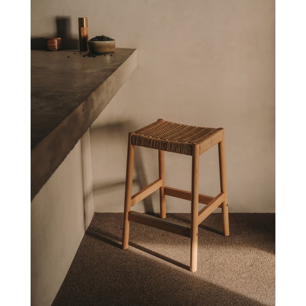 Barové stoličky v sadě 2 ks z dubového dřeva v přírodní barvě (výška sedáku 66 cm) Yalia – Kave Home-image-1