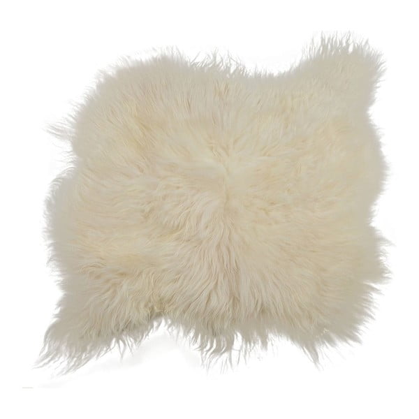 Bílý kožešinový koberec s dlouhým chlupem Furry, 100 x 90 cm