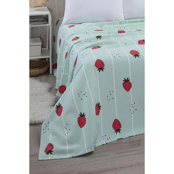 Bavlněný přehoz v mentolové barvě 170x230 cm Strawberry – Mila Home-image-2