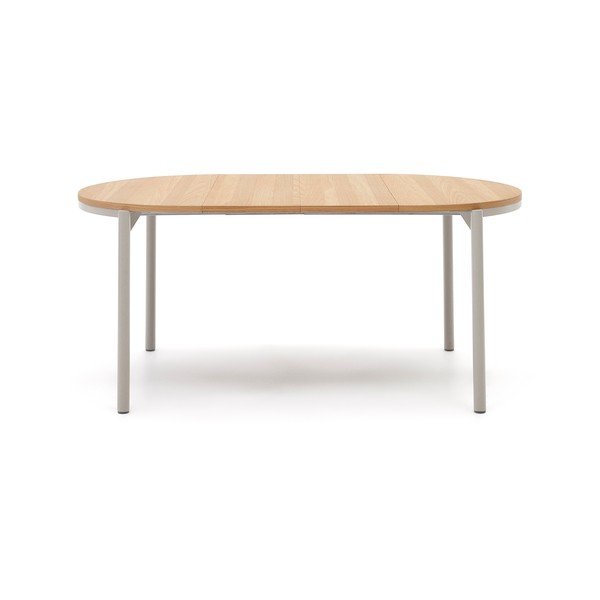 Kulatý rozkládací jídelní stůl s deskou v dubovém dekoru v přírodní barvě ø 90 cm Montuiri – Kave Home-image-4