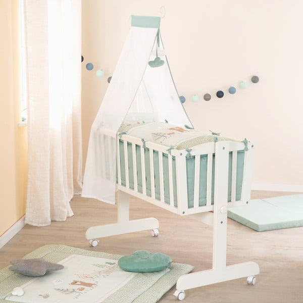 Světle zelené bavlněné dětské povlečení do postýlky 80x80 cm Woodland Buddies – Roba-image-3