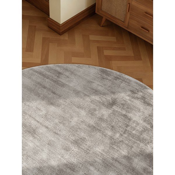 Šedý ručně tkaný kulatý koberec z viskózy ø 120 cm Noemi – Vikosa-image-4
