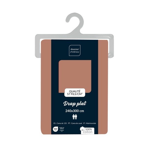 Bavlněné prostěradlo v lososové barvě 240x300 cm Lina – douceur d'intérieur-image-2