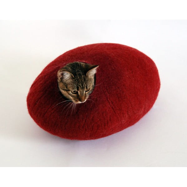 Plstěný pelíšek pro kočku Ulita red