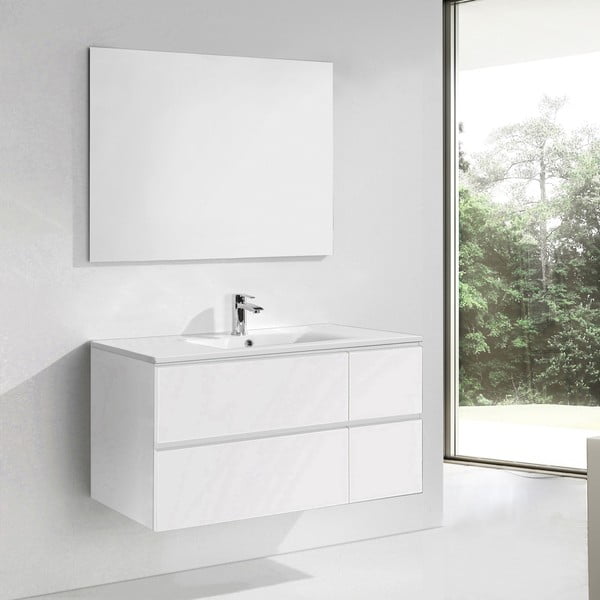 Koupelnová skříňka s umyvadlem a zrcadlem Capri, odstín bílé, 120 cm