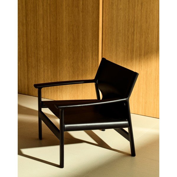 Černé kožené křeslo Jan – Kave Home-image-1