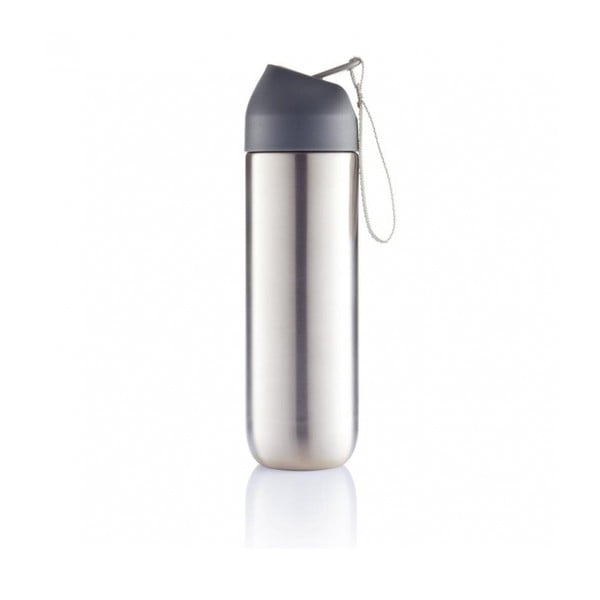 Šedá nerezová lahev na vodu XD Design Neva, 500 ml-image-1