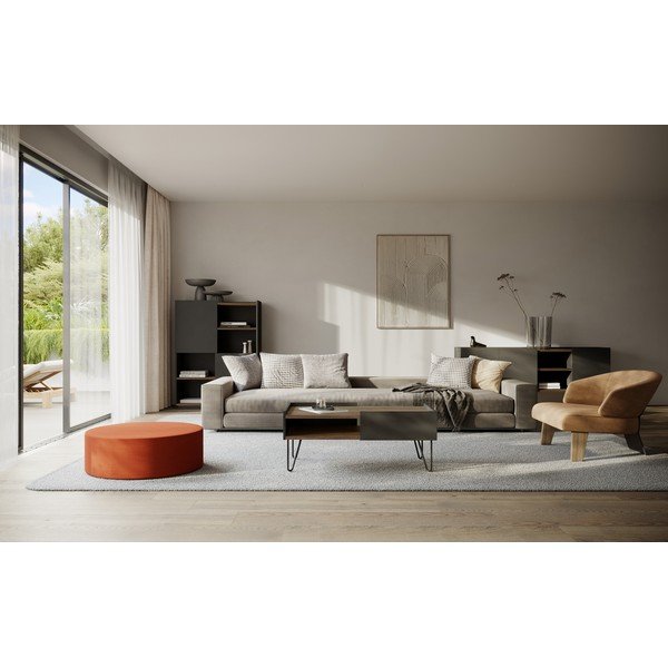 Hnědo-černá knihovna v dekoru ořechu 180x83 cm Nina – TemaHome-image-1