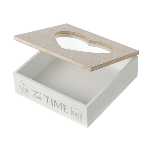 Bílý box ze dřeva se skleněným víkem Unimasa, 20 x 7 cm