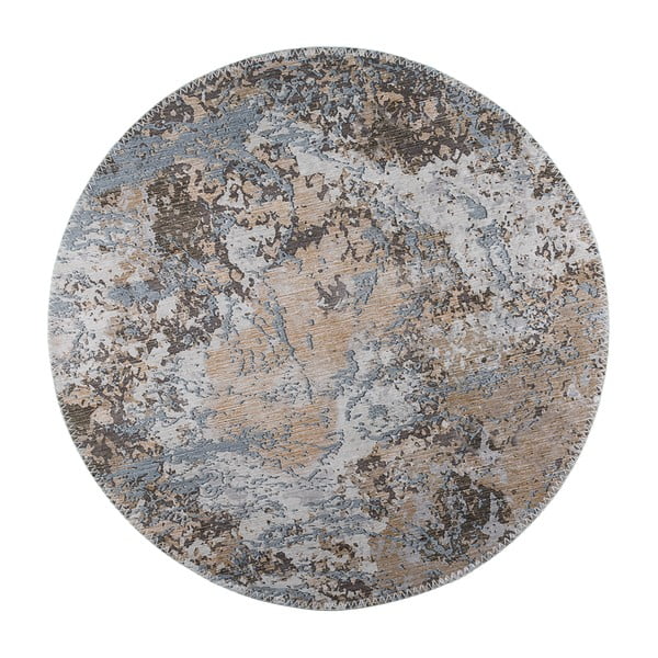 Světle hnědý pratelný kulatý koberec ø 120 cm – Vitaus