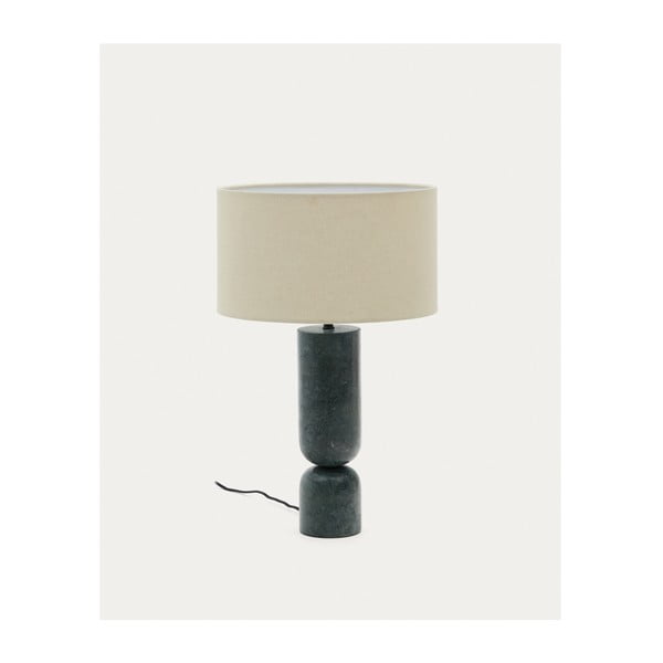 Tmavě zelená/béžová mramorová stolní lampa s textilním stínidlem (výška 57 cm) Vex – Kave Home-image-4