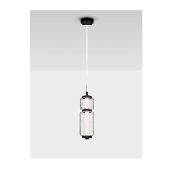 Matně černé skleněné LED závěsné svítidlo ø 12 cm Liesa – Nova Luce-image-3