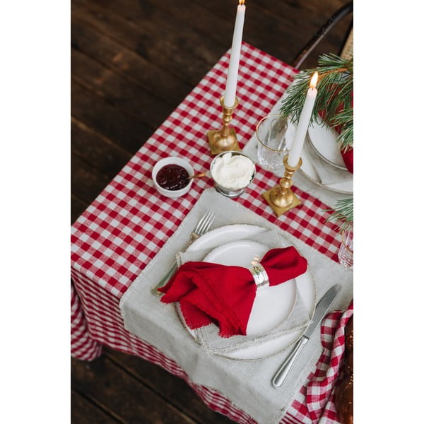 Lněný ubrus 140x250 cm Red Gingham – Linen Tales-image-1